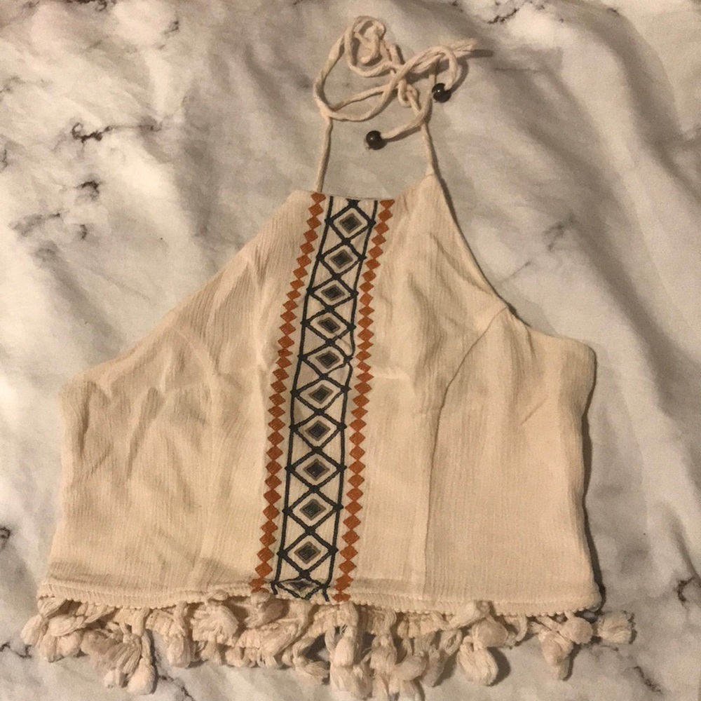 Tribal fringe crop top
